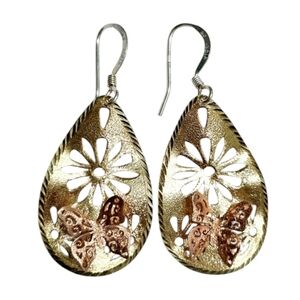 Butterfly 🦋 3D Drop Silver Earrings 1.75 "
